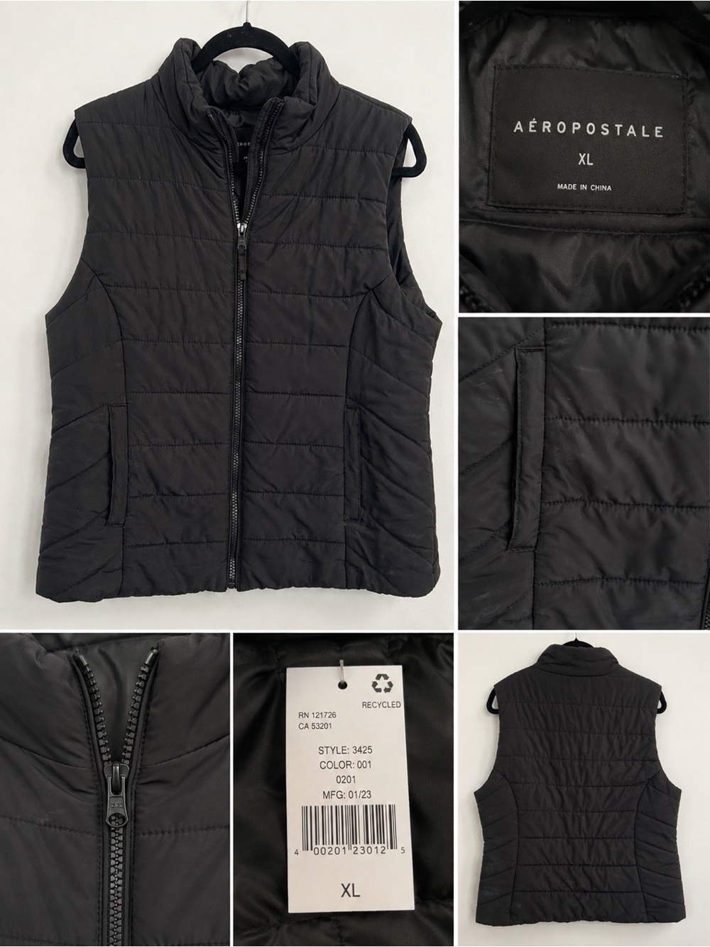 Aeropostale Black Quilted Puffer Vest